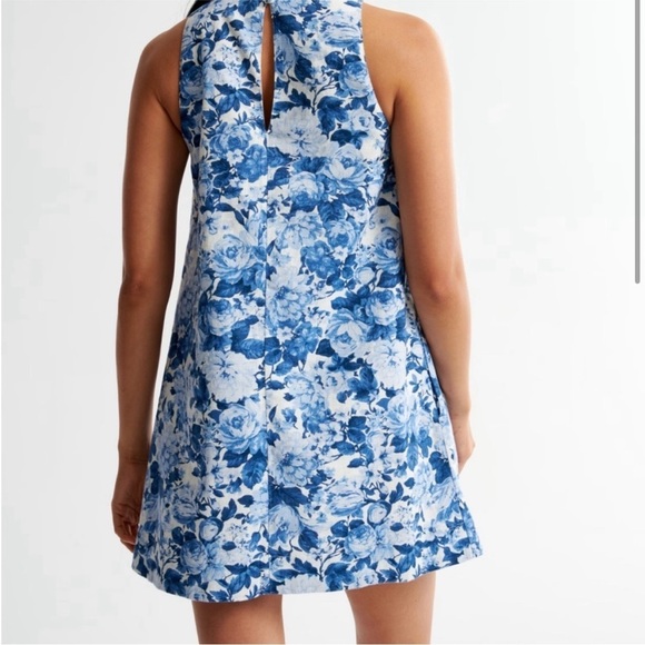 NWT Abercrombie & Fitch High Neck Linen Blend Mini Dress - Picture 3 of 10